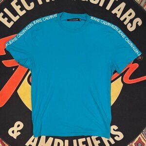 Calvin Klein Jeans Blue Logo Tee - Shoulder Print, Size XL